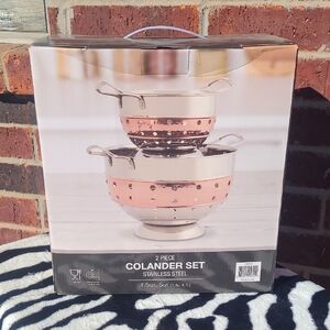 NWOT Copper & Stainless Steel Colander Set
